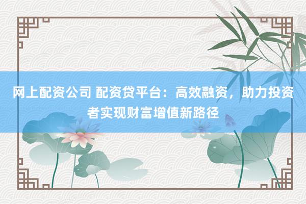 网上配资公司 配资贷平台：高效融资，助力投资者实现财富增值新路径