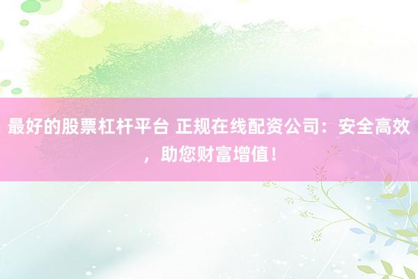 最好的股票杠杆平台 正规在线配资公司：安全高效，助您财富增值！