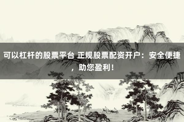 可以杠杆的股票平台 正规股票配资开户：安全便捷，助您盈利！