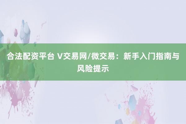 合法配资平台 V交易网/微交易：新手入门指南与风险提示