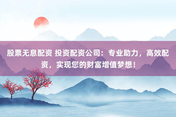 股票无息配资 投资配资公司：专业助力，高效配资，实现您的财富增值梦想！