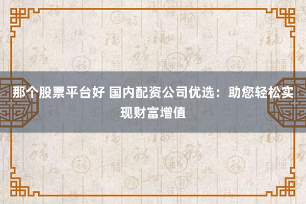 那个股票平台好 国内配资公司优选：助您轻松实现财富增值