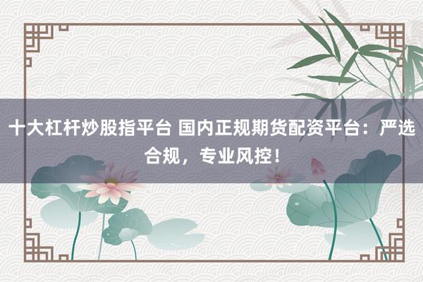 十大杠杆炒股指平台 国内正规期货配资平台：严选合规，专业风控！