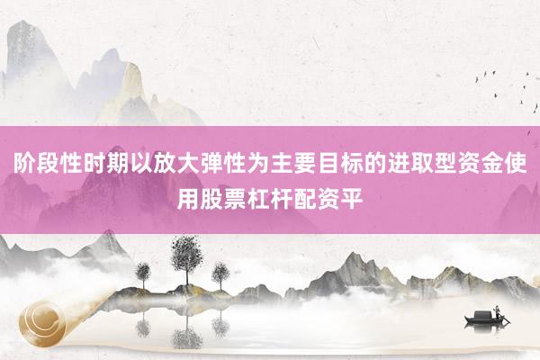 阶段性时期以放大弹性为主要目标的进取型资金使用股票杠杆配资平