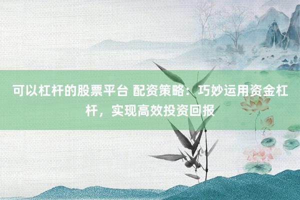 可以杠杆的股票平台 配资策略：巧妙运用资金杠杆，实现高效投资回报